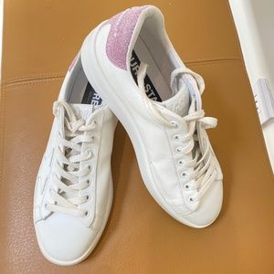 Authentic Golden Goose Pure-Star white sneaker lavender glitter detail